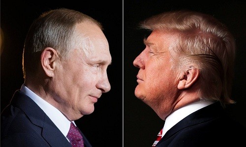 Tổng thống Nga Putin (trái) năm thứ 4 liên tiếp đứng đầu danh sách những người có ảnh hưởng nhất thế giới của Forbes, trong khi tổng thống đắc cử Mỹ tăng bậc từ 72 năm ngoái lên thứ hai năm nay. Ảnh: Reuters