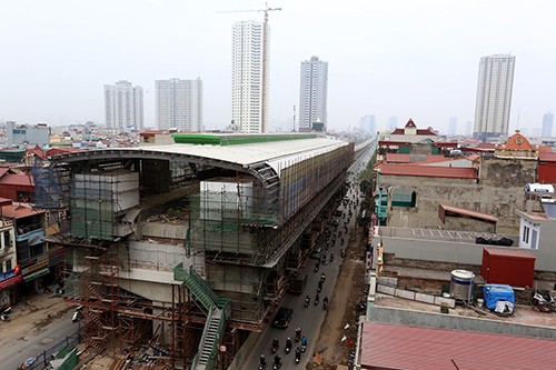 Tuyến đường sắt đô thị Cát Linh - Hà Đông đã hoàn thiện 90% khối lượng công việc. Ảnh: Bá Đô