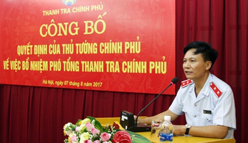 Phó tổng thanh tra Chính phủ Bùi Ngọc Lam trong lễ công bố quyết định ngày 7/8. Ảnh: Thanhtra.gov