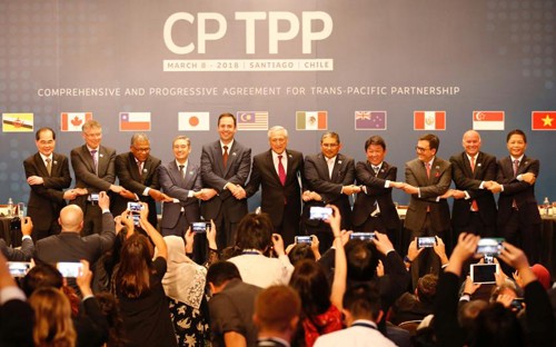 Đại diện 11 nước thành viên ký kết CPTPP tại Chile vào tháng 3/2018. Ảnh: Reuters.