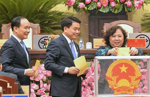 Các lãnh đạo chủ chốt của TP Hà Nội sẽ được lấy phiếu tín nhiệm tại kỳ họp HĐND cuối năm. Ảnh: HĐND.