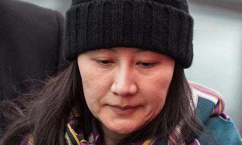 Giám đốc tài chính Huawei Mạnh Vãn Chu sau khi được tòa án Canada cho tại ngoại. Ảnh: AFP.