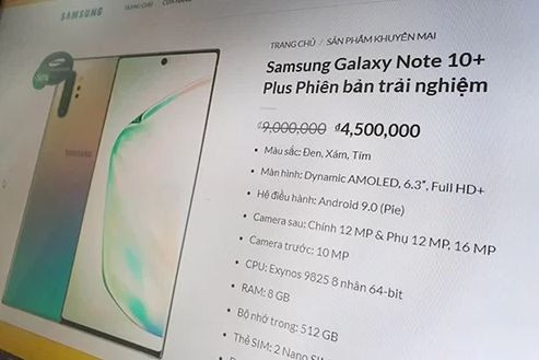 Mẫu máy được giới thiệu là Galaxy Note10+ bản trải nghiệm, có giá bán 4,5 triệu đồng. 