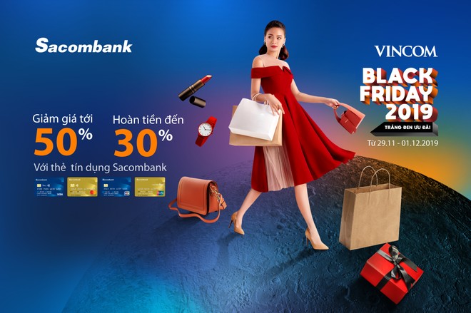 Chủ thẻ Sacombank hưởng nhiều ưu đãi khi mua sắm dịp Black Friday