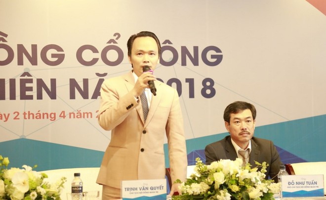 Ông Trịnh Văn Quyết - Chủ tịch HĐQT FLC Faros phát biểu tại ĐHĐCĐ