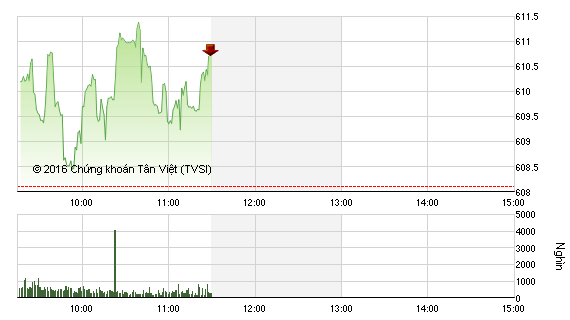 Phiên sáng 30/5: Cổ phiếu chứng khoán giúp VN-Index trở lại mốc 610 điểm
