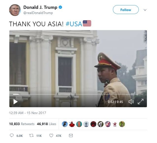 Tổng thống Trump đăng video cảm ơn với hình ảnh Việt Nam
