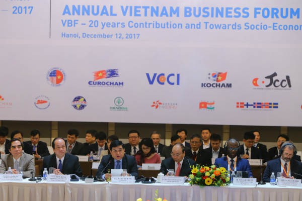 Bộ trưởng Nguyễn Chí Dũng phát biểu khai mạc Diễn đàn Doanh nghiệp Việt Nam (VBF) 2017.