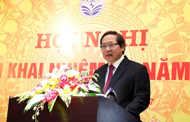 Ông Trương Minh Tuấn - Bộ trưởng Bộ Thông tin và Truyền thông phát biểu tại hội nghị