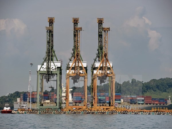 Cảng hàng hóa Tanjong Pagar ở Singapore ngày 9/5. (Nguồn: AFP/TTXVN)
