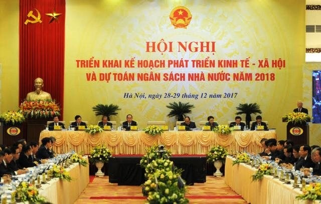 Tổng Bí thư Nguyễn Phú Trọng phát biểu chỉ tại Hội nghị trực tuyến với các địa phương, triển khai kế hoạch phát triển kinh tế - xã hội và dự toán ngân sách nhà nước năm 2018, khai mạc sáng ngày 28/12.