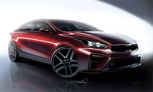 Kia Forte thế hệ mới qua ảnh phác họa. Xe sẽ ra mắt tại Detroit Auto Show 2018 diễn ra từ 13 đến 28/1. Ảnh: Kia