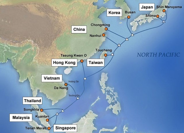 Tuyến cáp APG các nước đang khai thác, trong đó có Việt Nam.