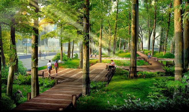 Dự án xây dựng công viên sinh thái Vĩnh Hưng có tổng diện tích 15,085ha do Công ty cổ phần Đầu tư phát triển hạ tầng và đô thị Vĩnh Hưng làm chủ đầu tư.
