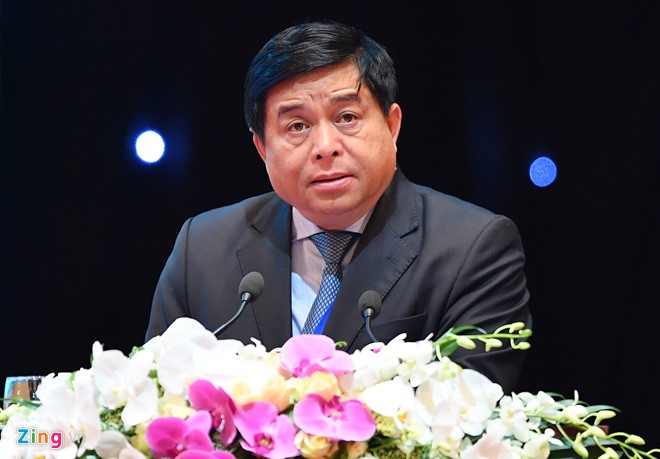 Bộ trưởng Bộ Kế hoạch và Đầu tư Nguyễn Chí Dũng phát biểu trong phiên khai mạc. Ảnh: Tiến Tuấn.