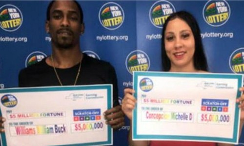 William Williams, 24 tuổi và Michelle Concepcion, 25 tuổi ở New York, kể rằng họ đã mua chiếc vé số giá 20 USD để đổi tờ 100 USD và trúng ngay 5 triệu USD. 