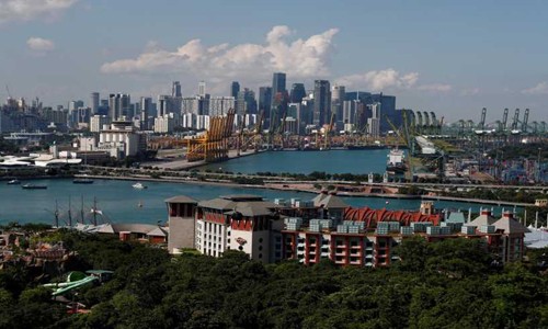 Đảo Sentosa, nơi diễn ra hội nghị thượng đỉnh Mỹ - Triều và khu trung tâm thương mại ở Singapore. Ảnh: Reuters.