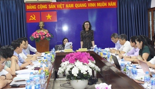 Tổng Giám đốc BHXH Việt Nam Nguyễn Thị Minh phát biểu tại cuộc họp.