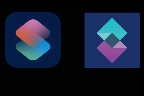 Logo Shortcuts của Apple (bên trái) và logo của Shift (bên phải).
