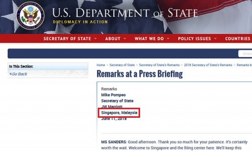 Lỗi sai sót trong tài liệu do Bộ Ngoại giao Mỹ công bố hôm 11/6. Ảnh chụp màn hình.