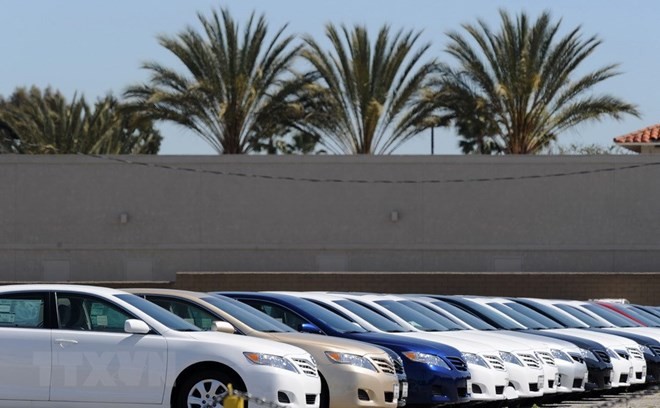 Ôtô của Tập đoàn Toyota được bày bán tại California, Mỹ. (Nguồn: AFP/TTXVN).