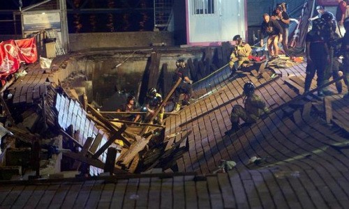 Sập sàn gỗ trong nhạc hội ở Tây Ban Nha, 300 người bị thương