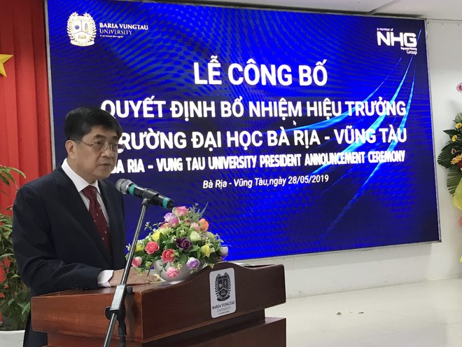 Tân hiệu trưởng của BVU, GS.TS. Nguyễn Lộc phát biểu tại buổi lễ. Ảnh: VGP/Minh Thi.