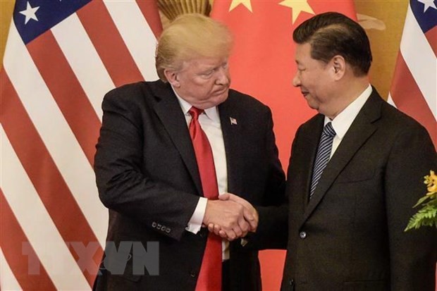 Tổng thống Mỹ Donald Trump (trái) và Chủ tịch Trung Quốc Tập Cận Bình trong cuộc gặp tại Bắc Kinh ngày 9/11/2017. (Ảnh: AFP/TTXVN).