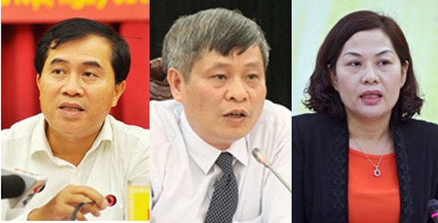 Từ trái sang, Thứ trưởng Bộ Xây dựng Lê Quang Hùng, Thứ trưởng Bộ KH-CN Phạm Công Tạc, Phó Thống đốc NHNN Nguyễn Thị Hồng được Thủ tướng bổ nhiệm lại.