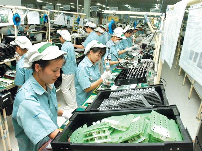 Kinh tế Việt Nam duy trì tốc độ tăng trưởng trên tất cả các lĩnh vực. Trong ảnh: Khu vực sản xuất của Panasonic tại Việt Nam.