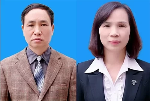Hai cựu phó giám đốc sở Phạm Văn Khuông (phải) và Triệu Thị Chính.