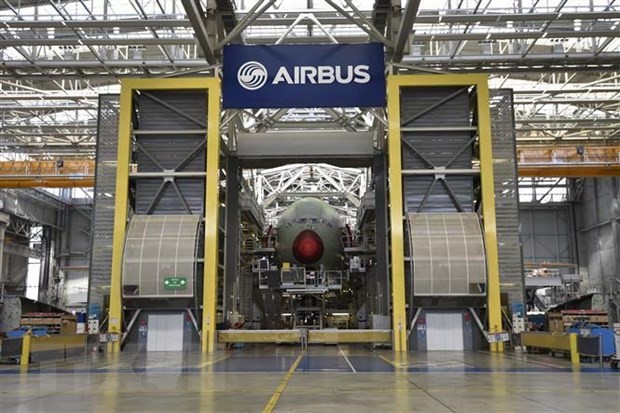 Máy bay A380 của Airbus được sản xuất tại nhà máy ở Blagnac, miền nam nước Pháp, ngày 21/3/2018. (Nguồn: AFP/TTXVN).