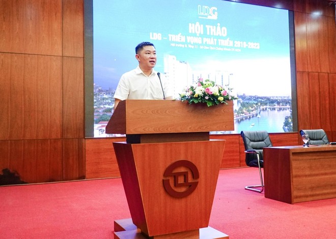 Ông Nguyễn Khánh Hưng, Chủ tịch Hội đồng quản trị LDG Group phát biểu tại hội thảo dành cho các nhà đầu tư.
