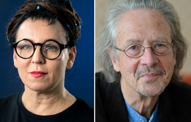 Nhà văn Olga Tokarczuk (trái) và nhà văn Peter Handke đã trở thành chủ nhân Nobel Văn học 2019. (Nguồn: theguardian.com).