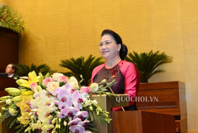 Chủ tịch Quốc hội Nguyễn Thị Kim Ngân phát biểu khai mạc kỳ họp thứ 8 Quốc hội khóa XIV.