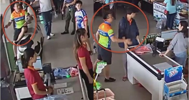 Hình ảnh Thượng uý Nguyễn Xô Việt có hành vi hành hung 2 nhân viên bán hàng tại trạm nghỉ (Ảnh: Cắt từ clip).