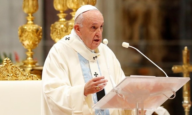 Giáo hoàng tại buổi lễ ở Vatican ngày 1/1. Ảnh: Reuters.