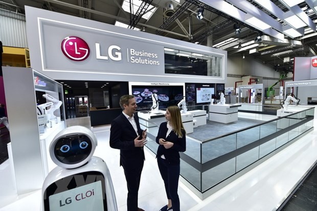 Các sản phẩm của LG trưng bày tại Hội chợ Hannover Messe 2019 ở Đức ngày 1/4/2019. (Ảnh: Yonhap/TTXVN).