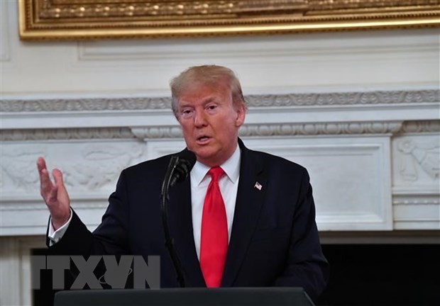 Tổng thống Mỹ Donald Trump phát biểu trong một sự kiện tại Nhà Trắng. (Ảnh: AFP/TTXVN).
