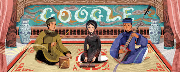 Tranh vẽ biểu diễn Ca trù của họa sỹ Xuân Lê được Google chọn vinh danh.