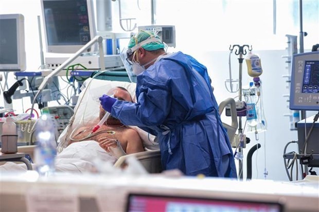 Bệnh nhân nhiễm COVID-19 được điều trị tại bệnh viện ở Lombardy, Italy, ngày 17/3/2020. (Ảnh: AFP/TTXVN).