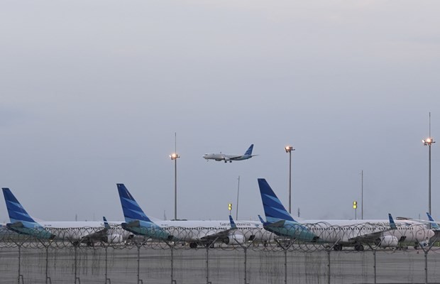 Máy bay đỗ tại sân bay quốc tế Soekarno-Hatta. (Nguồn: Antara).