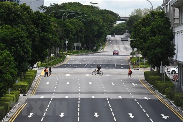 Cảnh vắng vẻ trên đường phố tại Singapore ngày 7/4/2020 trong bối cảnh dịch COVID-19 lan rộng. (Nguồn: THX/TTXVN).