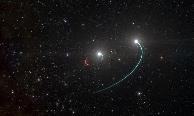 Mô phỏng hệ HR 6819 chứa hố đen gần Trái Đất nhất. Ảnh: ESO.