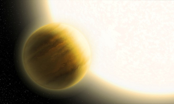 Đồ họa mô tả hành tinh WASP-79b quay quanh ngôi sao lớn gấp nhiều lần Mặt Trời. Ảnh: NASA.
