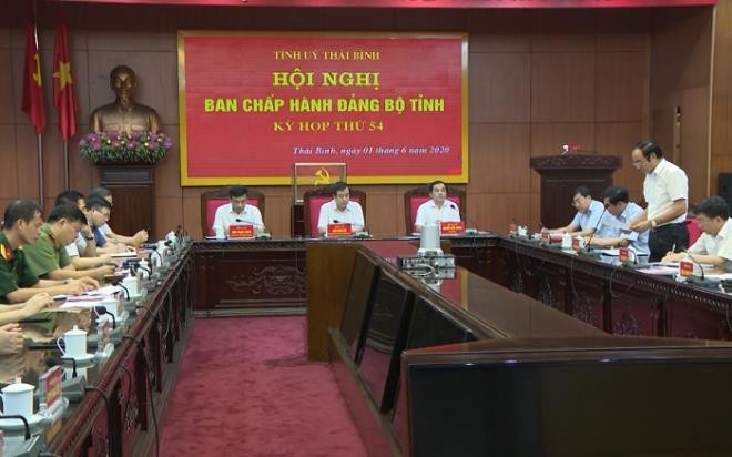 Ban chấp hành Đảng bộ tỉnh Thái Bình tổ chức kỳ họp thứ 54. (Ảnh: thaibinhtv.vn).