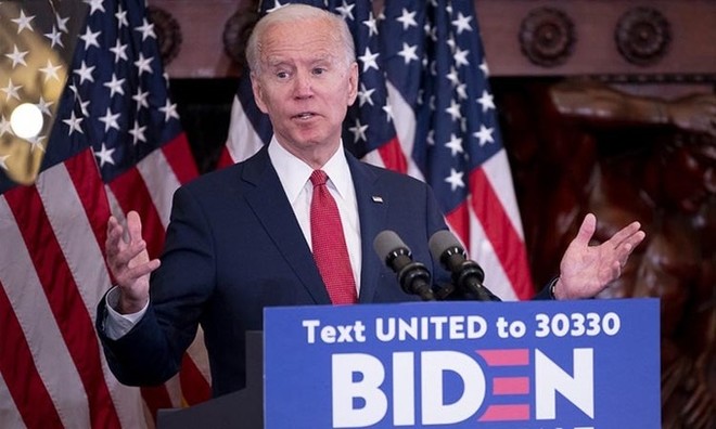 Cựu phó tổng thống Mỹ Joe Biden phát biểu tại thành phố Philadelphia, bang Pennsylvania, hôm nay. Ảnh: AFP.