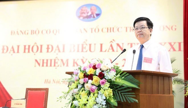 Ông Mai Văn Chính, Uỷ viên Trung ương Đảng, Bí thư Đảng uỷ nhiệm kỳ 2020-2025, Phó Trưởng Ban Tổ chức Trung ương phát biểu cám ơn sự tín nhiệm của Đại hội. (ảnh: Tạp chí Xây dựng Đảng).