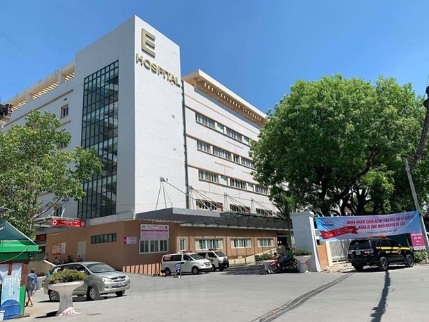 Bệnh viện E bắt đầu từ 20 giờ ngày 19/8 tạm dừng công tác tiếp nhận, khám chữa bệnh. (Ảnh: PV/Vietnam+).