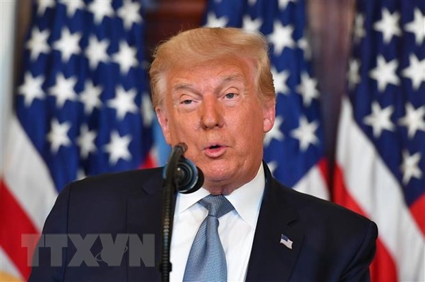 Tổng thống Mỹ Donald Trump phát biểu tại Nhà Trắng ở Washington, DC, Mỹ, ngày 18/8/2020. (Nguồn: AFP/TTXVN).